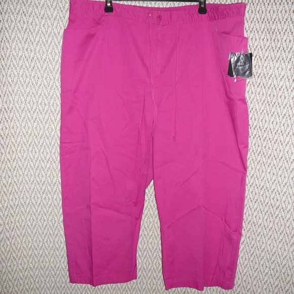 NWT Sag Harbor Capri Cropped Pants Pink Plus size 3X, 24W with Pockets - Picture 3 of 10